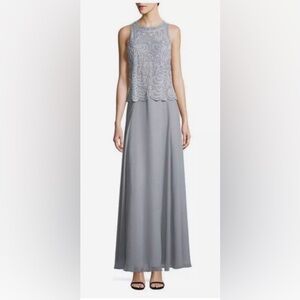 J Kara Lace Sleeveless Beaded Long Dress